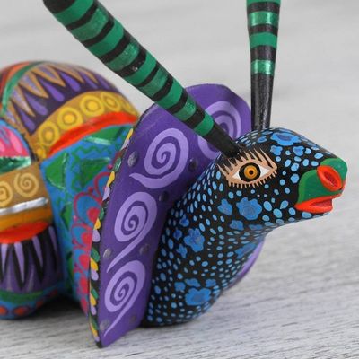 Alternate image for Multicolored Wood Snail Alebrije Figurine from Mexico Rainbow Snail