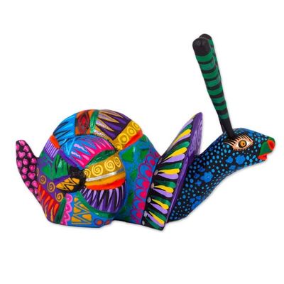 Alternate image for Multicolored Wood Snail Alebrije Figurine from Mexico Rainbow Snail