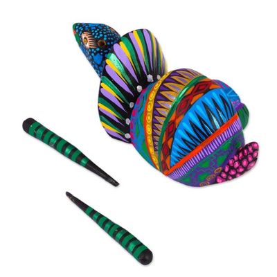 Alternate image for Multicolored Wood Snail Alebrije Figurine from Mexico Rainbow Snail