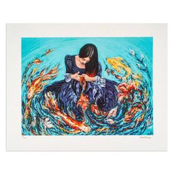 Image for Signed Stretched Surrealist Giclee Print of a Woman and Fish Aquatic Weaver