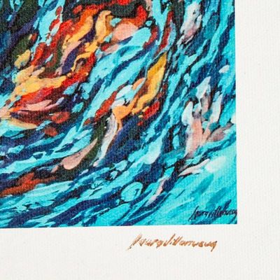 Alternate image for Signed Stretched Surrealist Giclee Print of a Woman and Fish Aquatic Weaver