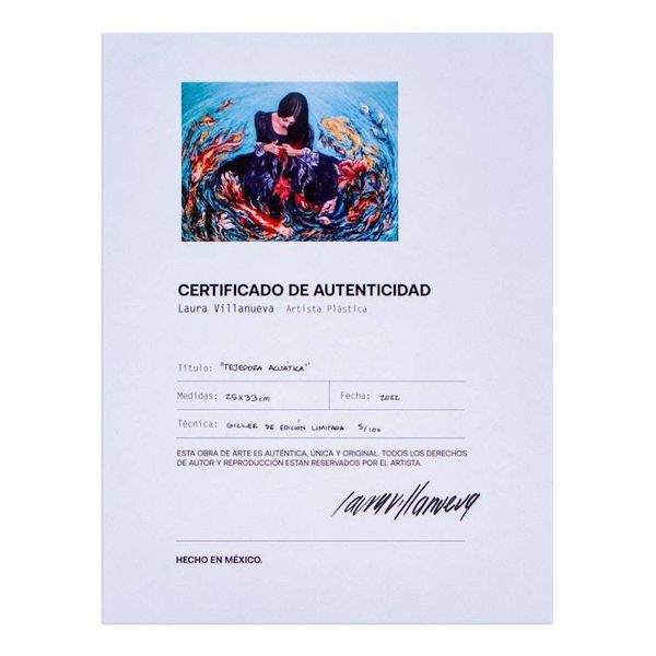 Alternate image for Signed Stretched Surrealist Giclee Print of a Woman and Fish Aquatic Weaver