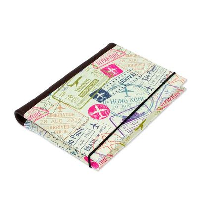 Alternate image for Recycled Paper Handmade Journal with Passport Stamps Passport Stamps