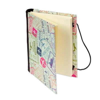 Alternate image for Recycled Paper Handmade Journal with Passport Stamps Passport Stamps