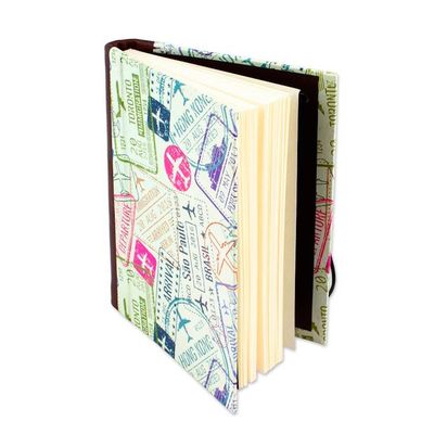 Alternate image for Recycled Paper Handmade Journal with Passport Stamps Passport Stamps