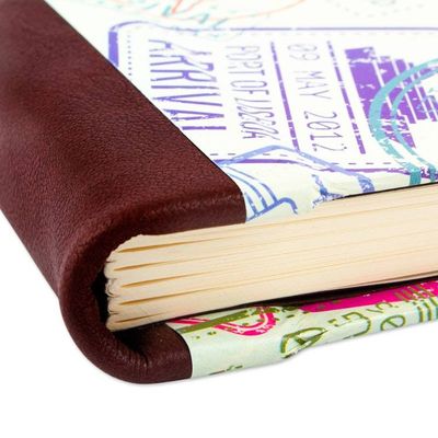 Alternate image for Recycled Paper Handmade Journal with Passport Stamps Passport Stamps