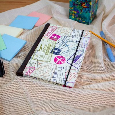 Alternate image for Recycled Paper Handmade Journal with Passport Stamps Passport Stamps