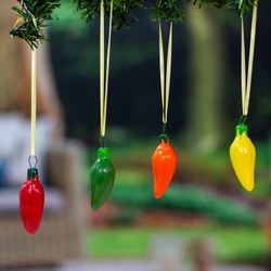 Image for Assorted Ceramic Jalapeo Pepper Ornaments Set of 4 Colorful Jalapeos