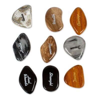 Alternate image for Inspirational Carved 9-Piece Onyx and Marble Home Accent Set Immortal Words