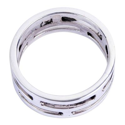 Alternate image for Modern Mens Taxco Silver Ring Open Lines