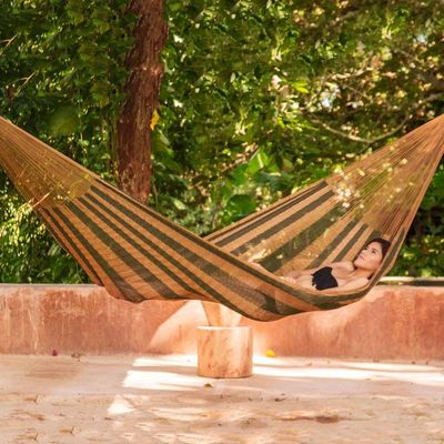 Alternate image for Nylon Rope Hammock in Moss Green and Copper Single Mexico Copper Mountain