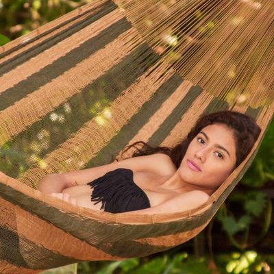 Alternate image for Nylon Rope Hammock in Moss Green and Copper Single Mexico Copper Mountain