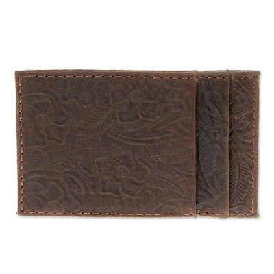 Alternate image for Floral Leather Card Wallet Handcrafted in Mexico Floral Pass