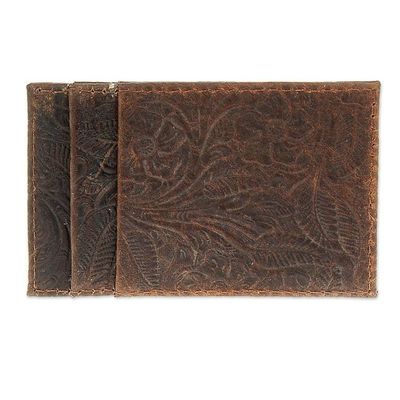 Alternate image for Floral Leather Card Wallet Handcrafted in Mexico Floral Pass