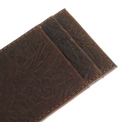 Alternate image for Floral Leather Card Wallet Handcrafted in Mexico Floral Pass