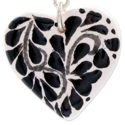 Alternate image for Leafy Heart-Shaped Natural Agate and Ceramic Dangle Earrings Healing Hearts