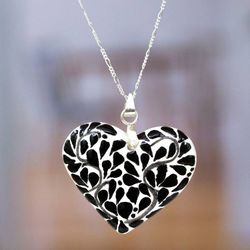 Image for Handcrafted Heart-Themed Pendant Necklace with Leafy Motifs Thriving Heart
