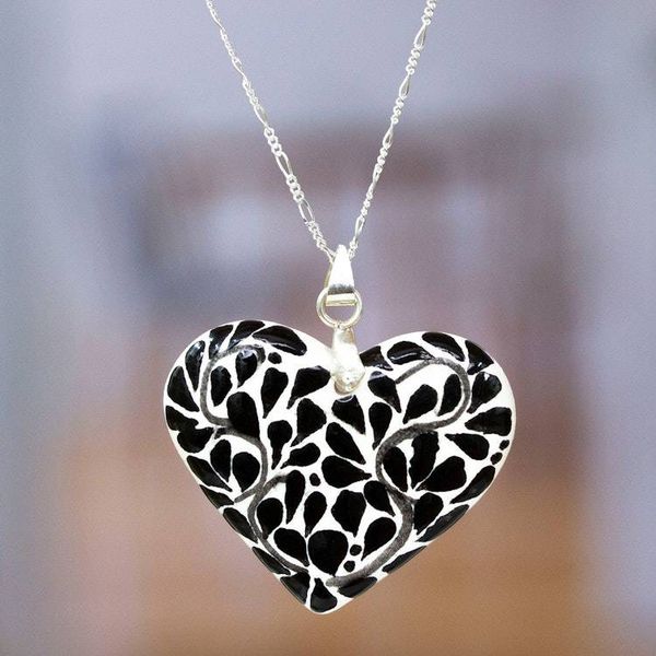 Alternate image for Handcrafted Heart-Themed Pendant Necklace with Leafy Motifs Thriving Heart