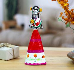Image for Hand Crafted Catrina Skeleton Sculpture from Mexico Catrina with Watermelon