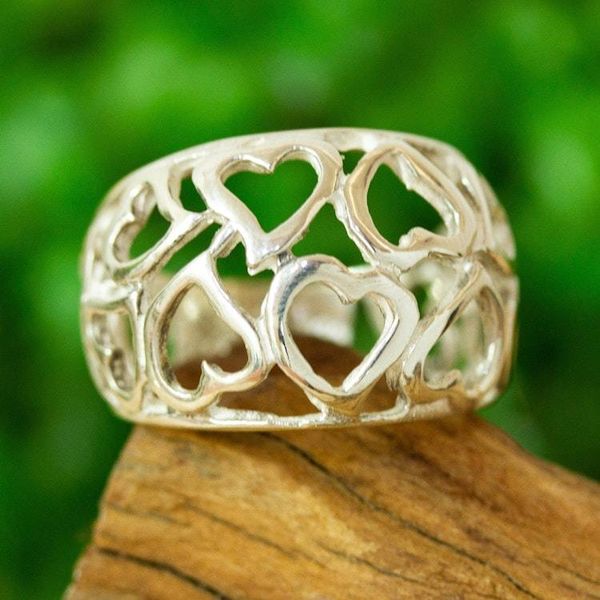 Alternate image for Heart Motif Domed Ring Hearts Galore