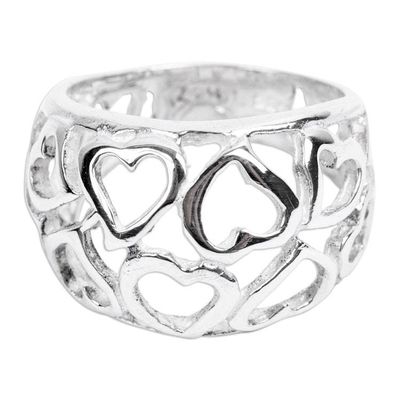 Alternate image for Heart Motif Domed Ring Hearts Galore
