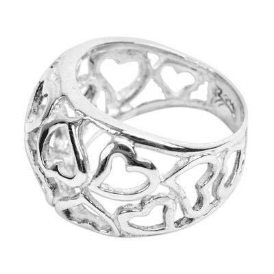 Alternate image for Heart Motif Domed Ring Hearts Galore