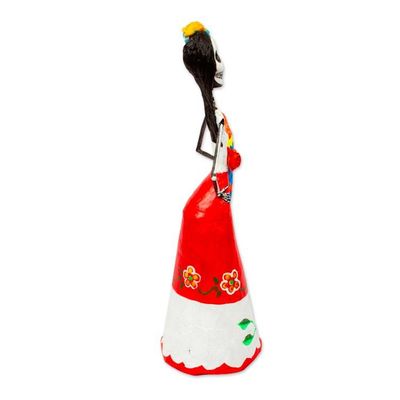 Alternate image for Handmade Papier Mache Catrina Sculpture with Macaw Catrina with Macaw
