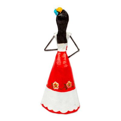 Alternate image for Handmade Papier Mache Catrina Sculpture with Macaw Catrina with Macaw
