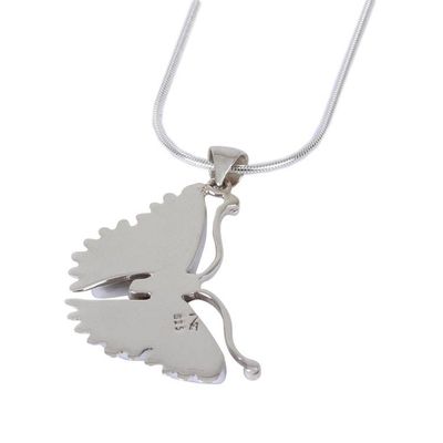 Alternate image for Composite Turquoise and Sterling Silver Butterfly Necklace Happiness Soars