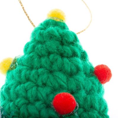 Alternate image for Crocheted Christmas Tree Ornaments Pair Trimmed Trees