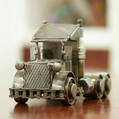 Alternate image for Recycled Auto Parts Tractor Trailer Sculpture Rustic Semi