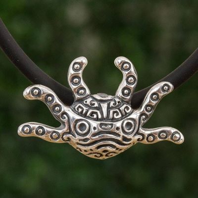 Alternate image for Sterling Silver Axolotl Pendant Necklace from Mexico Stylized Axolotl