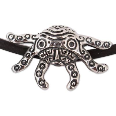 Alternate image for Sterling Silver Axolotl Pendant Necklace from Mexico Stylized Axolotl
