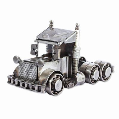 Alternate image for Recycled Auto Parts Tractor Trailer Sculpture Rustic Semi