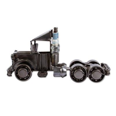 Alternate image for Recycled Auto Parts Tractor Trailer Sculpture Rustic Semi