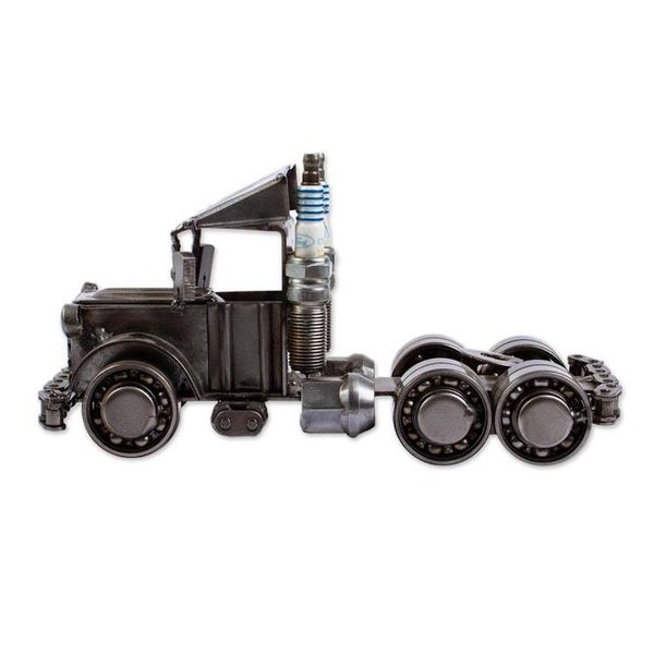 Alternate image for Recycled Auto Parts Tractor Trailer Sculpture Rustic Semi