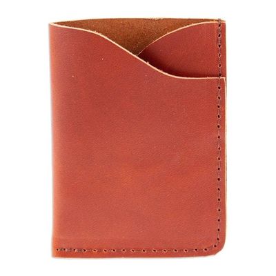 Alternate image for Brown Leather Card Wallet with Two Compartments Brown Fortune