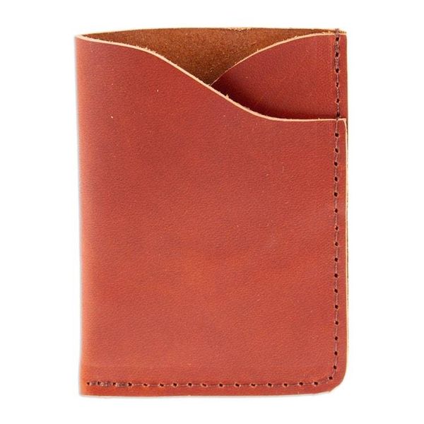 Alternate image for Brown Leather Card Wallet with Two Compartments Brown Fortune