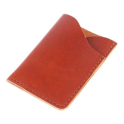 Alternate image for Brown Leather Card Wallet with Two Compartments Brown Fortune