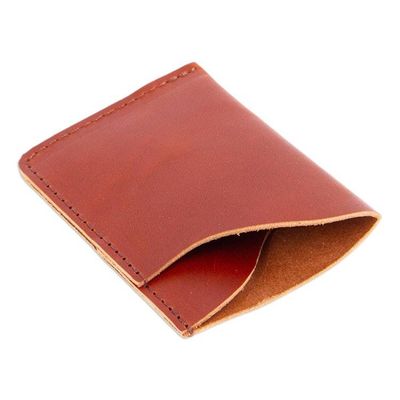 Alternate image for Brown Leather Card Wallet with Two Compartments Brown Fortune