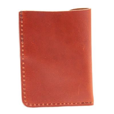 Alternate image for Brown Leather Card Wallet with Two Compartments Brown Fortune