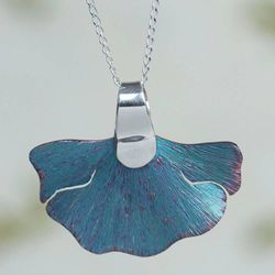Image for Titanium and Sterling Silver Pendant Necklace from Mexico Blue Betta