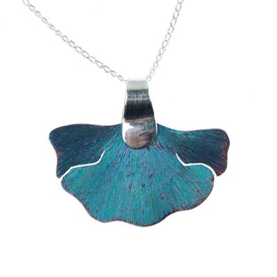 Alternate image for Titanium and Sterling Silver Pendant Necklace from Mexico Blue Betta