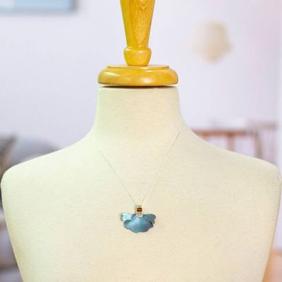 Alternate image for Titanium and Sterling Silver Pendant Necklace from Mexico Blue Betta