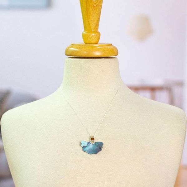 Alternate image for Titanium and Sterling Silver Pendant Necklace from Mexico Blue Betta