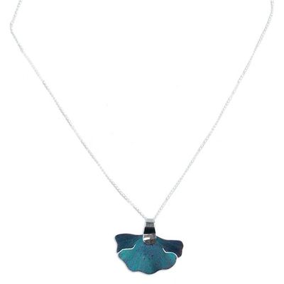 Alternate image for Titanium and Sterling Silver Pendant Necklace from Mexico Blue Betta