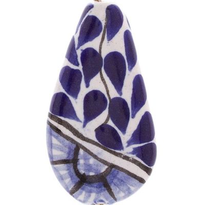 Alternate image for Floral Drop-Shaped Blue Ceramic Dangle Earrings from Mexico Primaveral Heaven