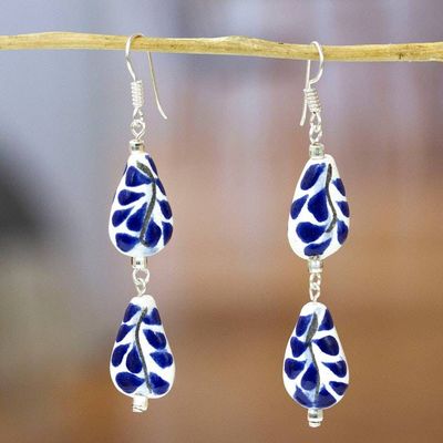 Primary image for Drop-Shaped Ceramic and Sterling Silver Dangle Earrings Thriving Dew