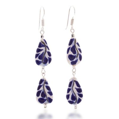 Alternate image for Drop-Shaped Ceramic and Sterling Silver Dangle Earrings Thriving Dew