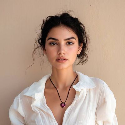 Alternate image for Heart-Themed Dichroic Glass Pendant Necklace in Fuchsia Heart of Fuchsia